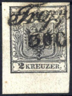 O 1850, 2 Kr. Schwarz In Type III HP, Platte III, Eckbug Im Unteren Rechten Rand Und Wert Außerhalb Des Markenbildes, En - Sonstige & Ohne Zuordnung