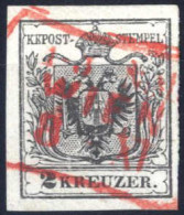 O 1850, 2 Kr. Schwarz In Type III, Entwertet Mit Rotstempel "Wien 8/1", ANK 2a - Autres & Non Classés