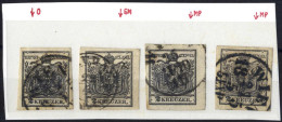 O 1850, 2 Kr. Schwarz Type III Vier Werte Je Mit Chlichefehler Der Schrift Oben, Gestempelt, ANK 2 - Autres & Non Classés