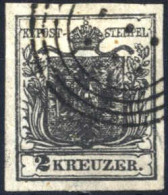O 1850, 2 Kr. Tiefschwarz In Type Ib HP, Entwertet Mit Vierringstempel "Wien", ANK 2b/HP - Autres & Non Classés