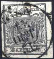 O 1850, 2 Kreuzer Dunkelgrau In Type Ib Auf Handpapier Mit Linkem Randdruck, Gestempelt Wien, ANK 2 Ib HP / Fe. 120,-+ - Sonstige & Ohne Zuordnung