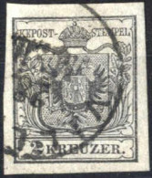 O 1850, 2 Kreuzer Schwarz In Type Ia, Erstdruck, Auf Handpapier, Gestempelt Vill(ach), Pracht, Befund Goller, ANK 2 Ia H - Sonstige & Ohne Zuordnung