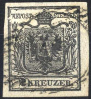 O 1850, 2 Kreuzer Schwarz In Type Ib Auf Handpapier Mit Plattenfehler 15 Ausgebrochener Rahmen Links Oben, Gestempelt, A - Sonstige & Ohne Zuordnung