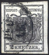 O 1850, 2 Kreuzer Schwarz In Type Ib Auf Handpapier Mit Plattenfehler R, Gestempelt, ANK 2 Ib HP / 120,-+ - Sonstige & Ohne Zuordnung