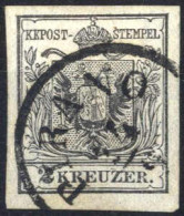 O 1850, 2 Kreuzer Schwarz In Type Ib Auf Handpapier, Gestempelt Pirano 24.9., ANK 2 Ib HP / Fe. 120,- - Sonstige & Ohne Zuordnung