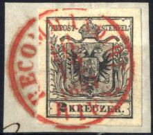 Piece 1850, Briefstück Frankiert Mit 2 Kr. Schwarz In Type III, Entwertet Mit Rotstempel "Wien Recommandirt", ANK 2a - Autres & Non Classés