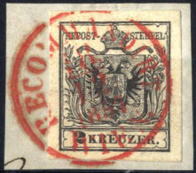 Delcampe - Piece 1850, Briefstück Frankiert Mit 2 Kr. Schwarz In Type III, Entwertet Mit Rotstempel "Wien Recommandirt", ANK 2a - Andere & Zonder Classificatie