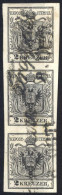 O 1850, Senkrechter Dreierstreifen 2 Kr. Schwarz MischpaarType IIIa+IIIb+IIIb Entwertet Troppau Am 8.10., Kaum Sichtbare - Autres & Non Classés