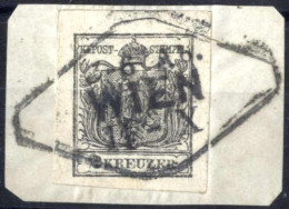 Piece 1854, 2 Kr. Schwarz MP Type IIIb, Besonders Breitrandige Marke Auf Briefstück, Mit Dem Kompletten Rhombenstempel " - Autres & Non Classés