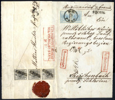 Cover 1854, Eingeschriebener Brief Von Prag Am 24.12. Nach Reichenbach Frankiert Mit Zwei 9 Kr. Blau Und Senkrechtem Dre - Autres & Non Classés