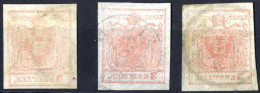 O 1850, 3 Kr. Rot In Type Ia Mit Maschinenabklatsch, Drei Gestempelte Exemplare, ANK 3 - Autres & Non Classés