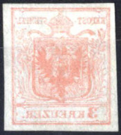 O 1850, 3 Kr. Rot In Type III Handpapier, Gestempelt, ANK 3 - Autres & Non Classés