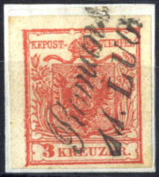 O 1850, 3 Kreuzer Type I In Handpapier Mit Plattenfehler Ringerl Im Oberen Rahmen, Gestempelt, ANK 3 I / HP, Fe. PF 10/  - Autres & Non Classés