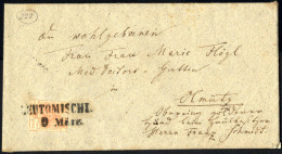 Cover 1851, Brief Von Leutomischl Am 9.3. Nach Olmütz Frankiert Mit 3 Kr. Rot Type IIIb Lilliputschnitt, ANK 3 - Other & Unclassified