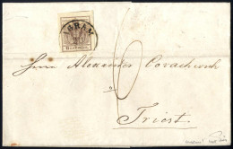 Cover 1855, Brief Von Agram Vom 20.10. Nach Triest Frankiert Mit 6 Kr. Braun Maschinenpapier, Unterfrankiert Mit 6 Kr. N - Autres & Non Classés