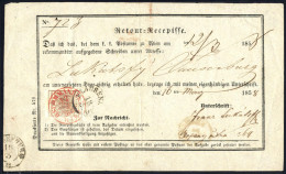 Cover 1858, Retour=Recepisse Mit 6 Kr. Braun Entwertet Wien Recommandirt In Rot (Müller 36 Punkte) 12.3. Maschinenpapier - Autres & Non Classés