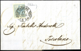 Cover 1850, 9 Kr. Blau In Type I, P 10, Auf Brief Von Triest Nach Toscolano, Index 6, Gestempelt, ANK 5 I - Autres & Non Classés