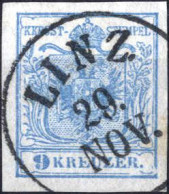 O 1850, 9 Kr. Blau In Type I, P 172, Index 1, Gestempelt, ANK 5 I - Andere & Zonder Classificatie