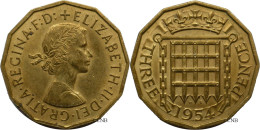 Royaume-Uni - Elizabeth II - Three Pence 1954 - SUP/AU58 - Mon6209 - F. 3 Pence