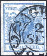 O 1850, 9 Kr. Graublau In Type I, P 187, VP 4 Aus Z II, Bst. 127, Tiefe 9, Index 12, Gestempelt, Befund Weissenbichler,  - Autres & Non Classés