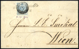 Cover 1850, Brief Von Georgswalde Vom 16.2. Nach Wien Frankiert Mit 9 Kr. Blau Type IIIa Handpapier, Nachgestempelt Drei - Altri & Non Classificati