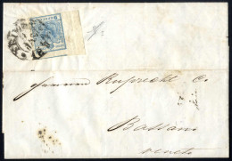 Cover 1851, Kompletter Brief Vom 3.1.1851 Von Triest Nach Bassano, Frankiert Mit 9 Kr. Blau HP Type I, Unten Voll Sonst  - Otros & Sin Clasificación