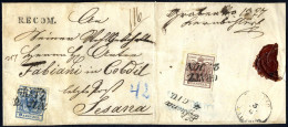 Cover 1854, Eingeschriebener Brief Von Graz Am 2.6. Nach Sesana Frankiert Mit 9 Kr. Blau Und Rückseitig 6 Kr Braun, ANK  - Autres & Non Classés