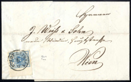 Cover 1857, Brief Von Stadt Laibach Vom 6.6. Nach Wien Frankiert Mit 9 Kr. Blau Type III Handpapier, Linker Rand 9 Mm, A - Altri & Non Classificati