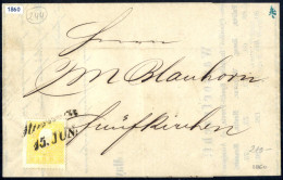 Cover 1860, Brief Nach Fünfkirchen Frankiert Mit 2 Kr. Gelb In Type II, Entwertet "Ollmütz 15. Jun.", Ex Provera, ANK 10 - Andere & Zonder Classificatie
