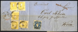 Cover 1861, Eingeschriebener Brief Von Carlsbad Am 18.3. Nach Wien Frankiert Mit 15 Kr. Blau Und Rückseitig Paar Und Dre - Other & Unclassified