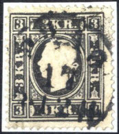 O 1858, 3 Kr. Schwarz In Type II, Gestempelt "Prag BH. 17/12", Mi. 11 II - Sonstige & Ohne Zuordnung