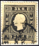 O 1858, 3 Kr. Schwarz In Type II, Gestempelt, Mi. 11 II - Andere & Zonder Classificatie