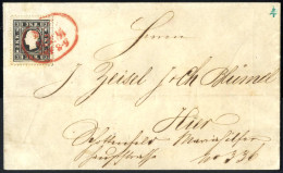 Cover 1859, Ortsbrief Von Wien Am 23.3. Frankiert Mit 3 Kr. Schwarz Type Iay, Ex Provera, ANK 11 Iay - Altri & Non Classificati