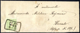 Cover 1859, Ortsbrief Von Wien Am 9.2. Frankiert Mit 3 Kr. Grün, ANK 12 - Sonstige & Ohne Zuordnung