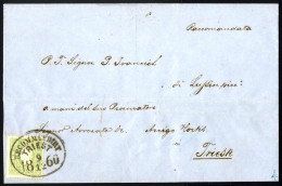 Cover 1860, Eingeschriebener Ortsbrief Von Triest Am 9.12. Frankiert Mit 3 Kr. Grün Und Rückseitig 5 Kr Rot (gerissen),  - Other & Unclassified
