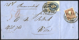 Cover 1861, Eingeschriebener Brief Von Triest Am 22.8. Nach Wien Frankiert Mit 15 Kr. Blau III Ausgabe Und Rückseitig 10 - Autres & Non Classés