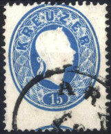 O 1860, 15 Kr. Blau Gez. 14 Mit 19 Zähnen Hoch, ANK 22 - Sonstige & Ohne Zuordnung