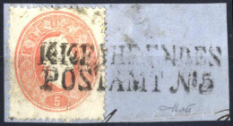 Piece 1860, Briefstück Frankiert Mit 5 Kr. Rot Entwertet Mit "K.K. Fahrendes Postamt N° 5" Müller 420 Punkte, Signiert M - Autres & Non Classés