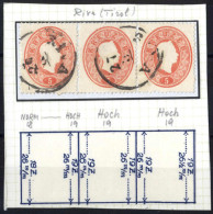 Piece/pair 1860, Briefstück Mit Dreierstreifen 5 Kr. Rot (die Linke Marke Mit Links 18 Zähne Und Mit 19 Zähnen Rechts Un - Autres & Non Classés