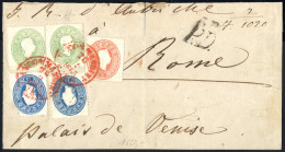 Piece 1863, Großes Briefstück Eingeschrieben Frankiert Mit Zwei 3 Kr. Grün, 5 Kr. Rot Und Zwei 15 Kr. Blau Gez. 14 Von W - Autres & Non Classés