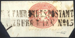 Piece 1863, Briefstück Frankiert Mit 5 Kr. Rot Gez. 9½ Entwertet Mit "K.K. Fahrendes Postamt N° 13" Müller 240 Punkte, A - Sonstige & Ohne Zuordnung