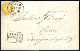 Cover 1865, Brief Von Wien Am 31.8. Nach Wien Frankiert Mit 2 Kr. Gelb Gez. 9½, Als Ortsbrief Unterfrankiert Und Mit Wie - Sonstige & Ohne Zuordnung