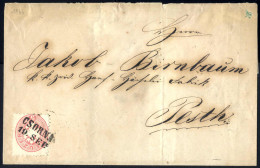 Cover 1866, Brief Von Csorna (RL-R Type III Nach Ryan(120,5x4,5 Mm)) Am 19.9. Nach Pesth Frankiert Mit 5 Kr. Rosa Gez. 9 - Sonstige & Ohne Zuordnung