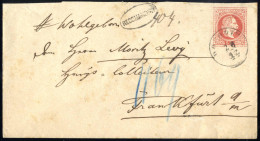 Cover 1867, Eingeschriebene Brief-Ganzsache Zu 5 Kr. Von Posoritz (Klein 15 Punkte) Am 26.12. Nach Frankfurt (Deutschlan - Autres & Non Classés
