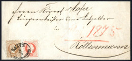 Cover 1867, Eingeschriebener Brief Von Graz Am 5.5. Nach Rottenmann Frankiert Mit 5 Kr. Rosa Und 15 Kr. Braun Type I, AN - Sonstige & Ohne Zuordnung