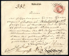 Cover 1870, Eingeschriebener Brief Von Tachau (Klein 15 Punkte) Am 26.12. Nach Pressburg Frankiert Mit Drei 5 Kr. Rosa V - Sonstige & Ohne Zuordnung