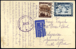 Cover 1947, Ansichtskarte Per Luftpost Von Wien 87 Am 26.3. Nach Johannesburg (Süd-Afrika) Frankiert Mit Landschaften, 8 - Andere & Zonder Classificatie