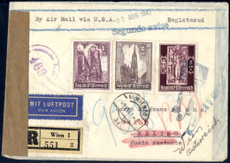 Cover 1947, Eingeschriebener Luftpostbrief Von Wien 66 Am 9.4. Nach Mexiko Frankiert Mit Stephansdom 5 Gr Und 1+2 S, Por - Autres & Non Classés