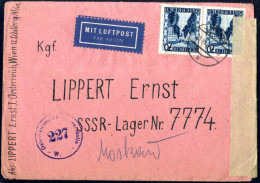 Cover 1947, Kriegsgefangenbrief Per Luftpost Von Wien 1 Am 28.4. Nach Russland Ins Lager 7774, Frankiert Mit Landschafte - Andere & Zonder Classificatie