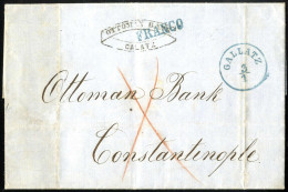 Cover 1863, Brief Von Galatz Am 3.1. Nach Constantinopel, Francostempel (RL), Rückseitig Porto Vermerkt 35 (Kr.) - Eastern Austria